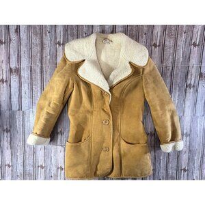 Vintage Antartex Lambskin Leather Coat jacket sz S color brown vintage Scotland